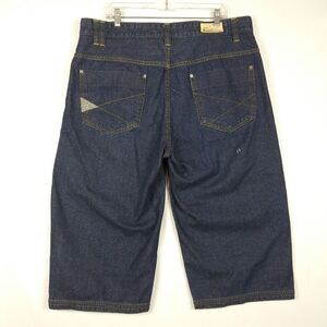 Vtg Enyce Mens Y2k Baggy Skater Jorts Dark Denim Shorts 38 Rare Wide Leg